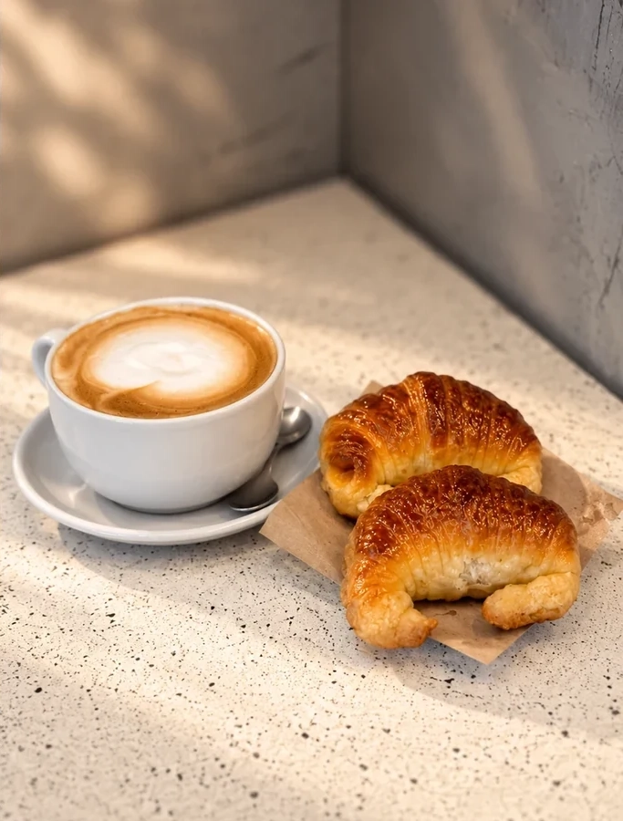 Café acompañado de medialunas